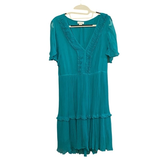 Sundance Catalog Monaco Meetup Dress in Sea Green Size Medium Gauzy Flowy MIDI - Picture 10 of 11